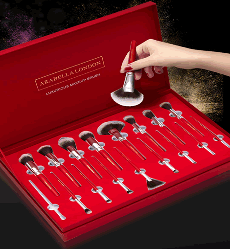 Arabella London | 17 pcs Makeup Brush full Set Box | with Leather Bag