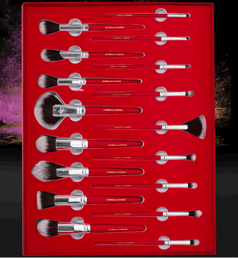 Arabella London | 17 pcs Makeup Brush full Set Box | with Leather Bag