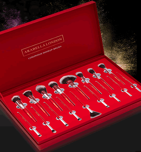 Arabella London | 17 pcs Makeup Brush full Set Box | with Leather Bag