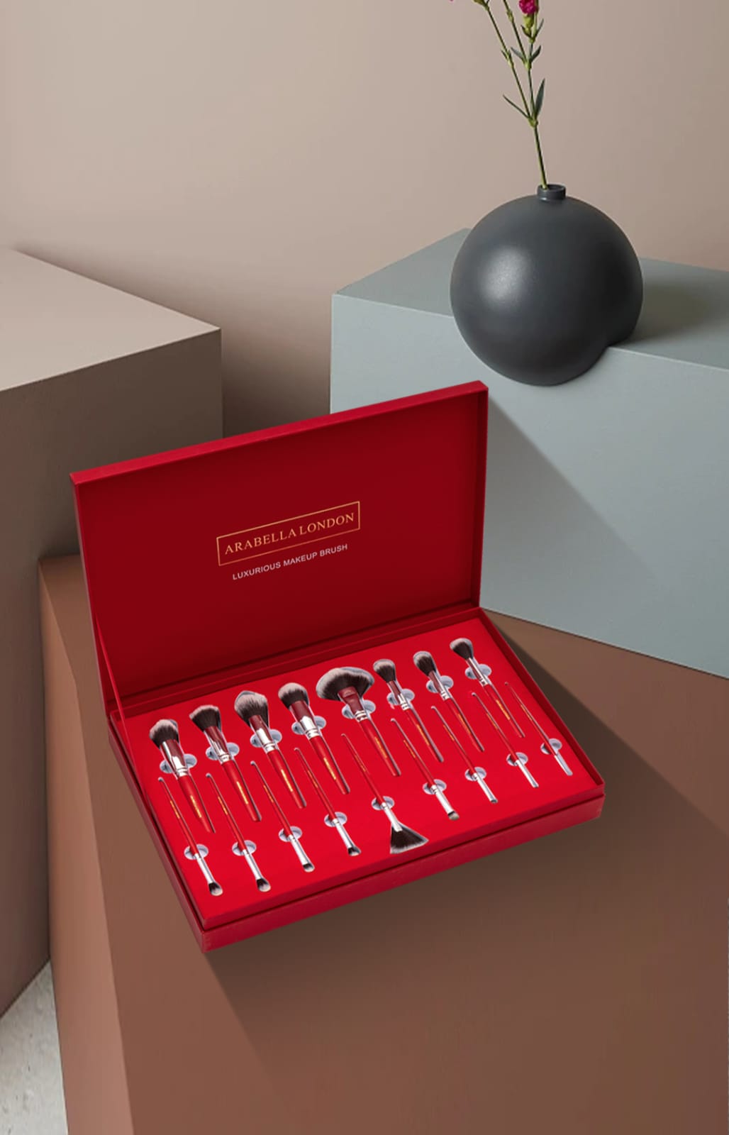 Arabella London Luxurious Makeup Brush Full Set With Leather Bag